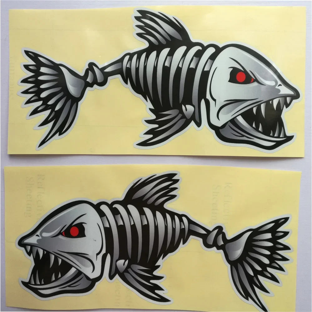 Scary Fish Skeleton Kayak Sticker