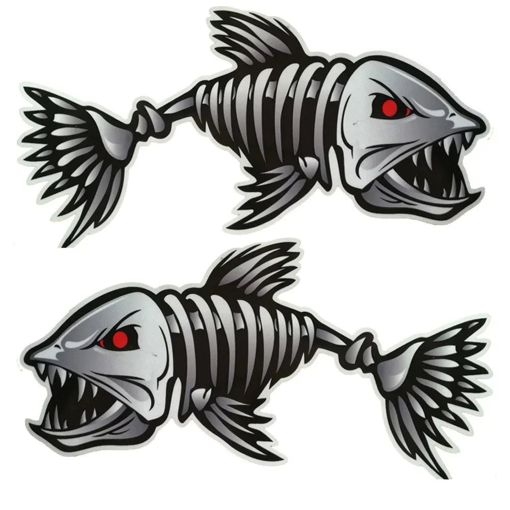 Scary Fish Skeleton Kayak Sticker